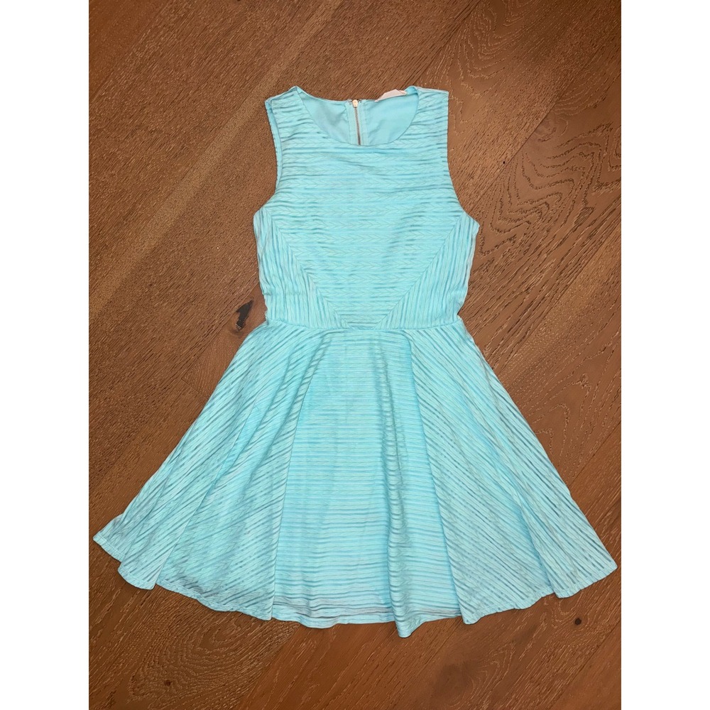 Altar'd State Aqua Blue Textured Sleeveless Fit and Flare Skater Dress Small